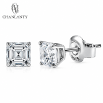 Princess Cut Moissanite Stud Earrings S925 Silver